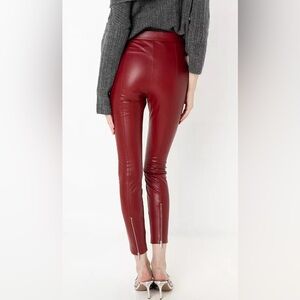 New ZARA Faux Leather Leggings High Rise Ankle Zipper Skinny Pants, Size Small